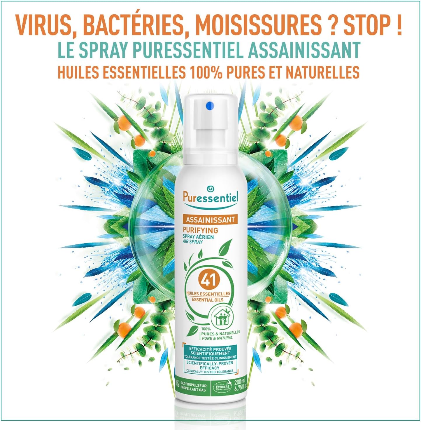 Detalle 2 de Puressentiel Assainissant – Spray aérien 41 huiles essentielles, 200 ml