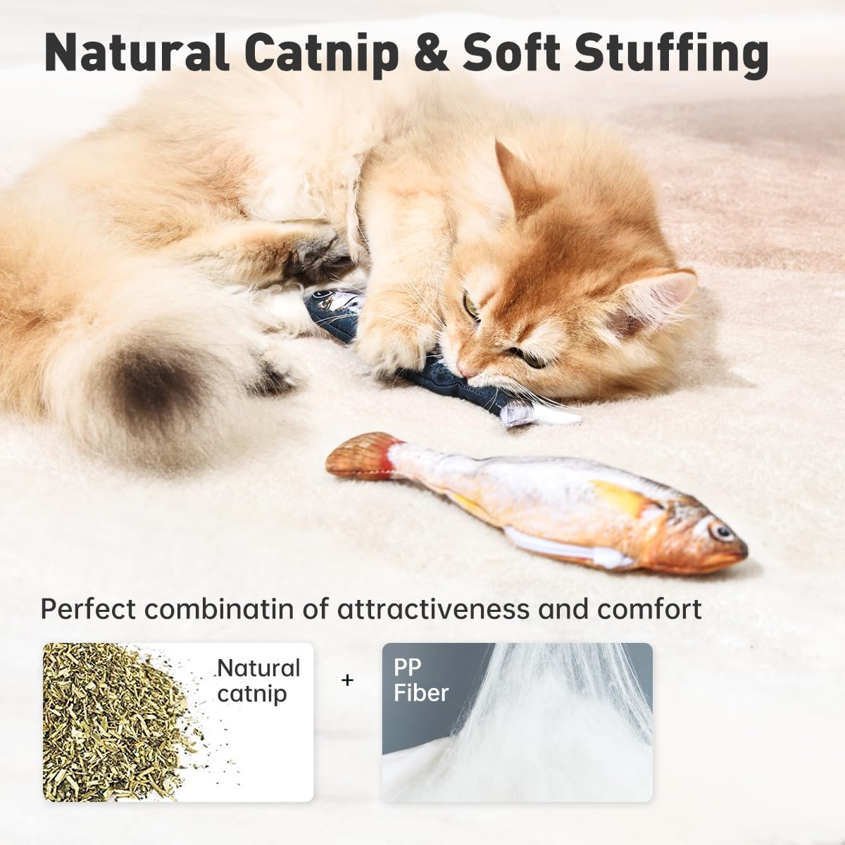 Thumbnail 4 de Petgravity Flopping Fish Cat Toys, 3-Pack, 7.1-Inch Plush, Rechargeable