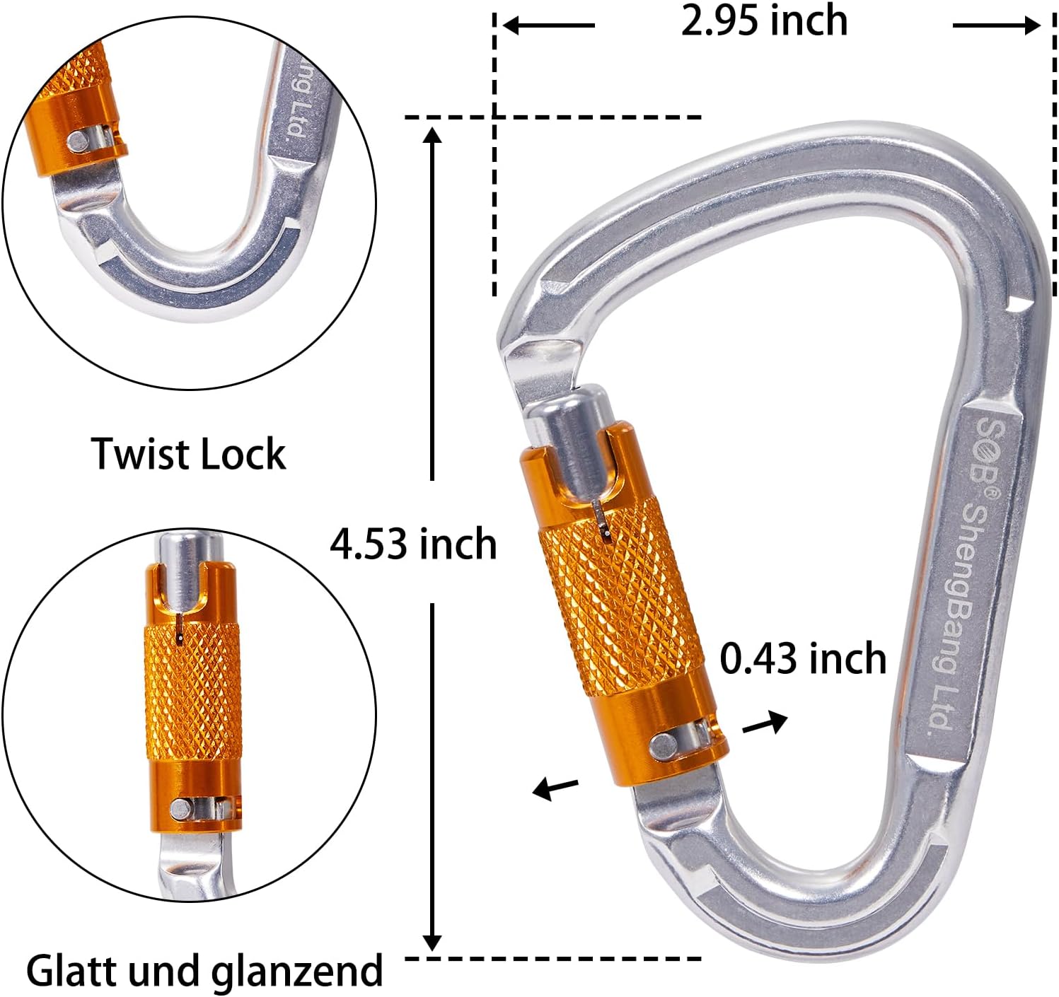 Thumbnail 1 de Locking Climbing Carabiner, 8mm Screw Gate