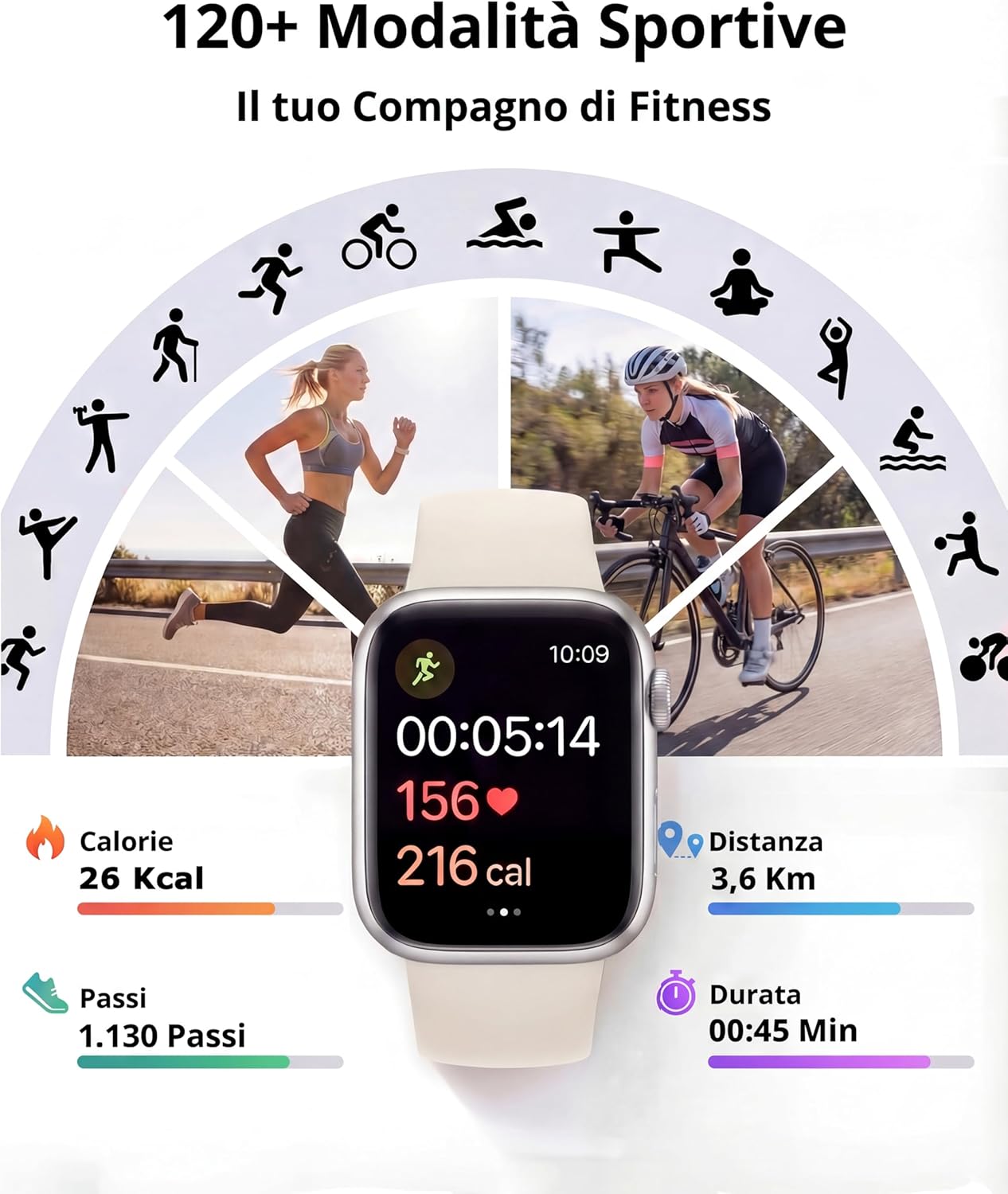 Detalle de Smartwatch Uomo/Donna 1.83'' con Chiamata Bluetooth, Monitoraggio Salute e 120+ Modalità Sportive – IP68