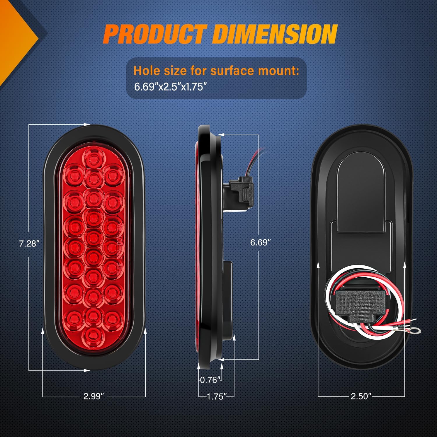 Thumbnail 1 de Nilight 6-Inch Oval Trailer Tail Light (4-Pack) White/Red with 24 LEDs, IP67 Waterproof for 12V Trucks, ATV/UTV, RV