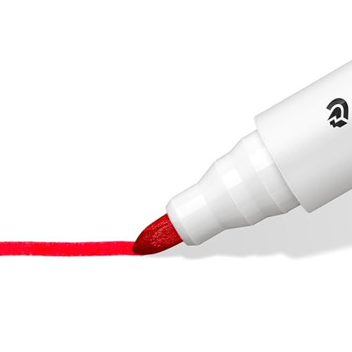Detalle de Staedtler 351 WP4 Lumocolor: rotuladores para pizarra blanca, 4 colores, Dry Safe y recargables