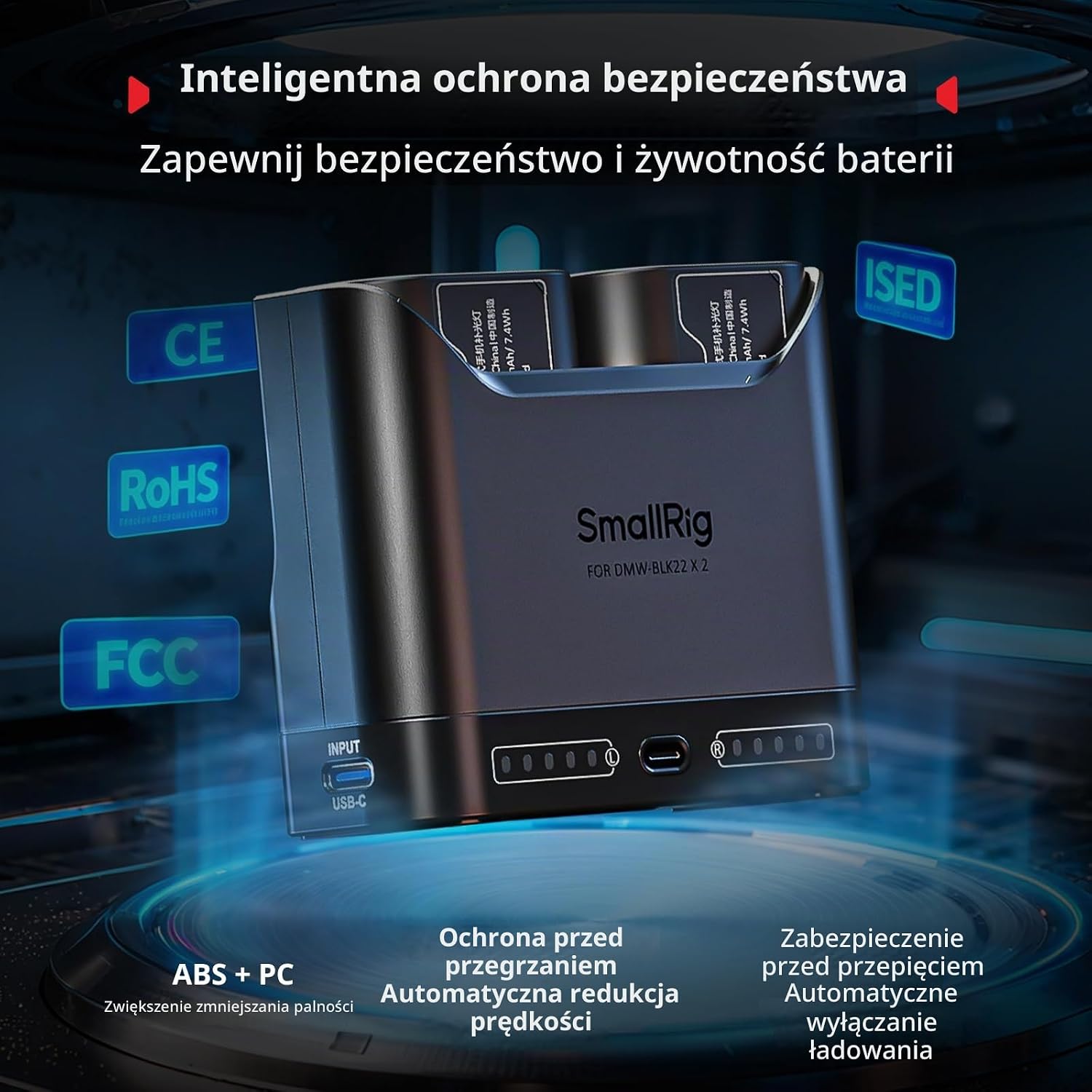 Thumbnail 6 de SMALLRIG ładowarka do akumulatorów Panasonic DMW-BLK22, 2 gniazda, USB-C 22,5 W