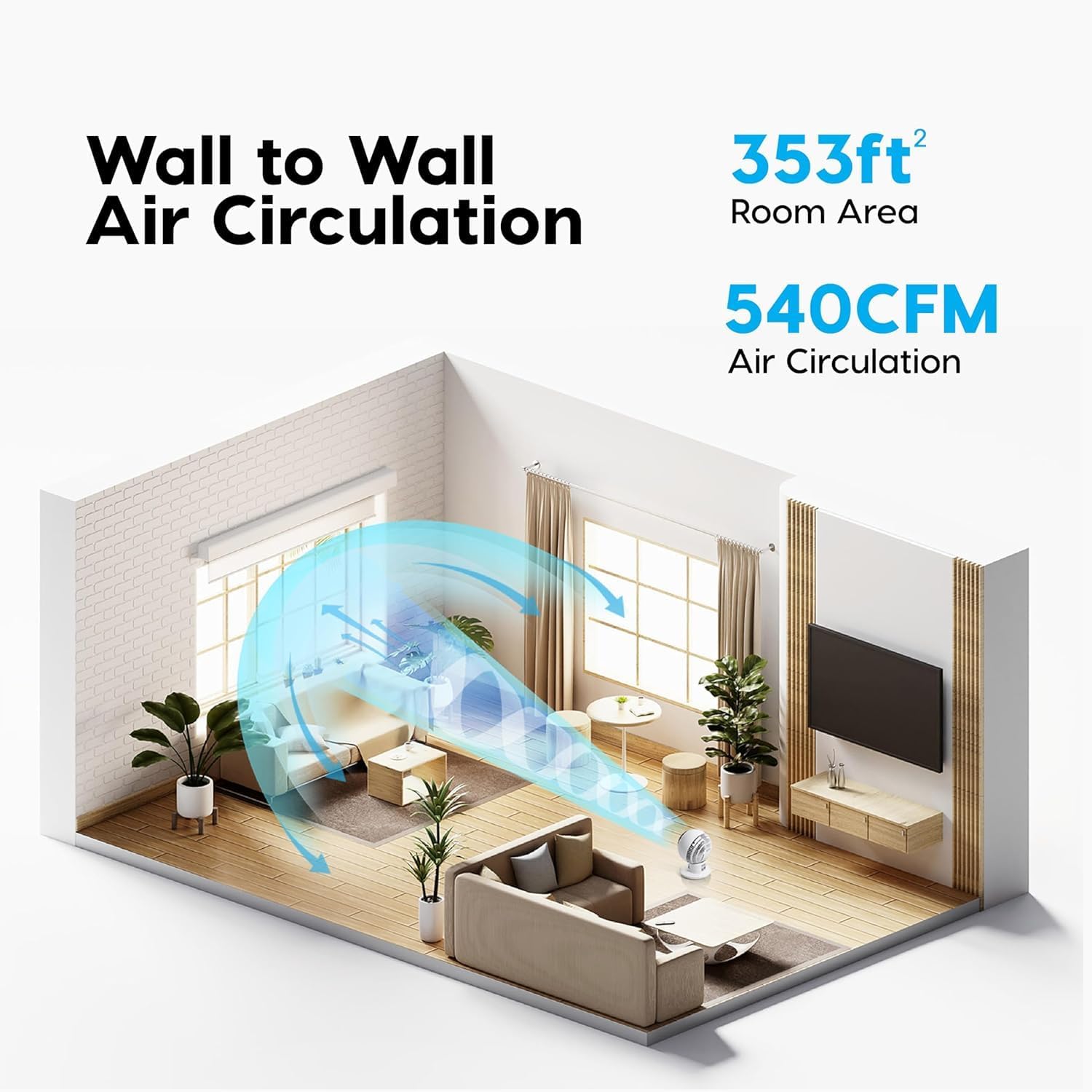 Thumbnail 3 de IRIS USA WOOZOO Air Circulation Fan with Remote - Oscillating Desktop Fan, 5 Speeds, 30dB Quiet Operation
