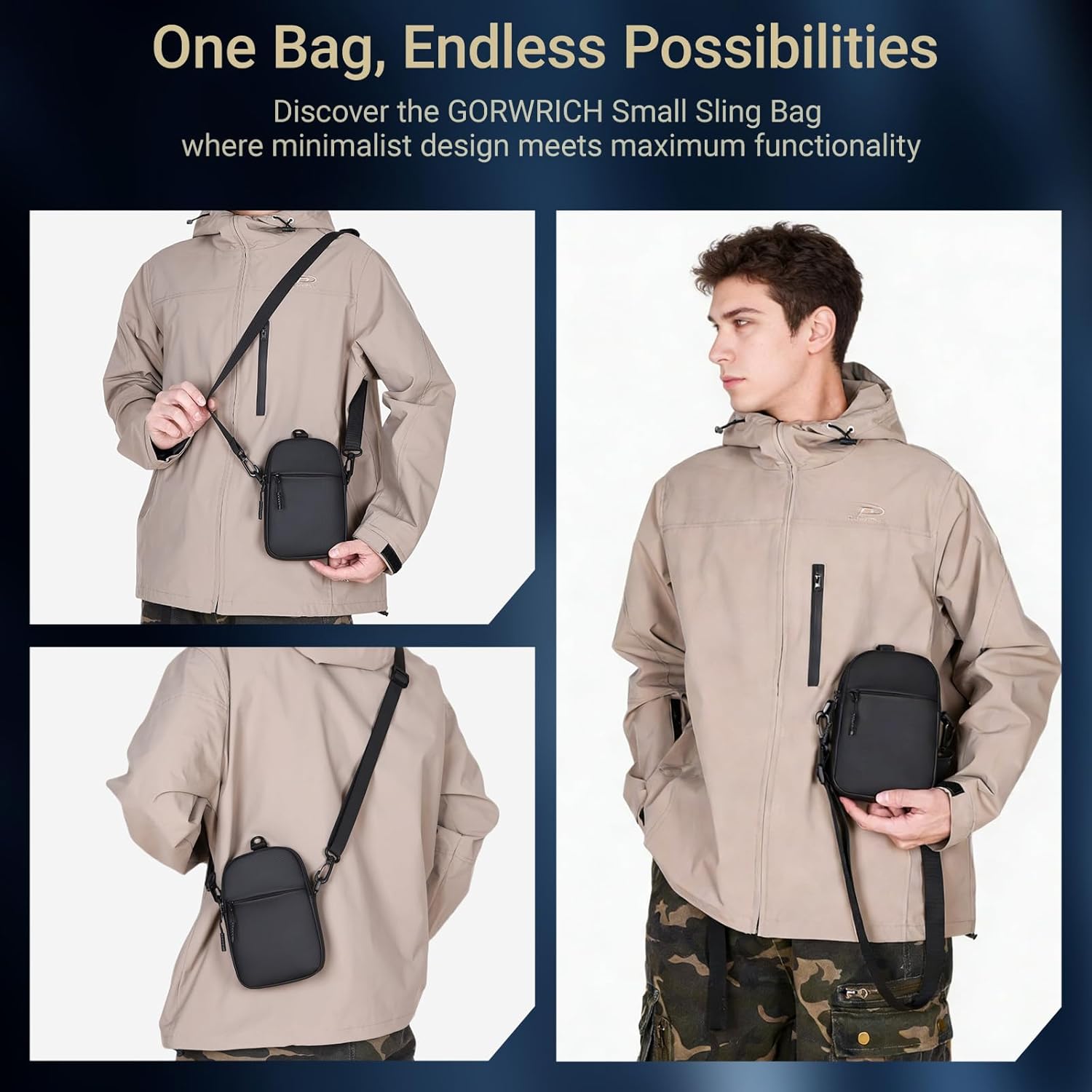 Thumbnail 4 de GORWRICH Small Sling Bag: Ultra-light Anti-Theft Crossbody
