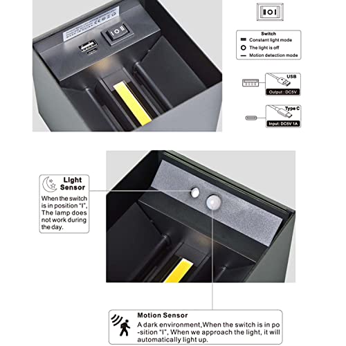 Detalle 2 de 2 Pièces Appliques Murales avec Detecteur de Mouvement, 6W, 3600mAh, Blanc Chaud 3000K ⚙