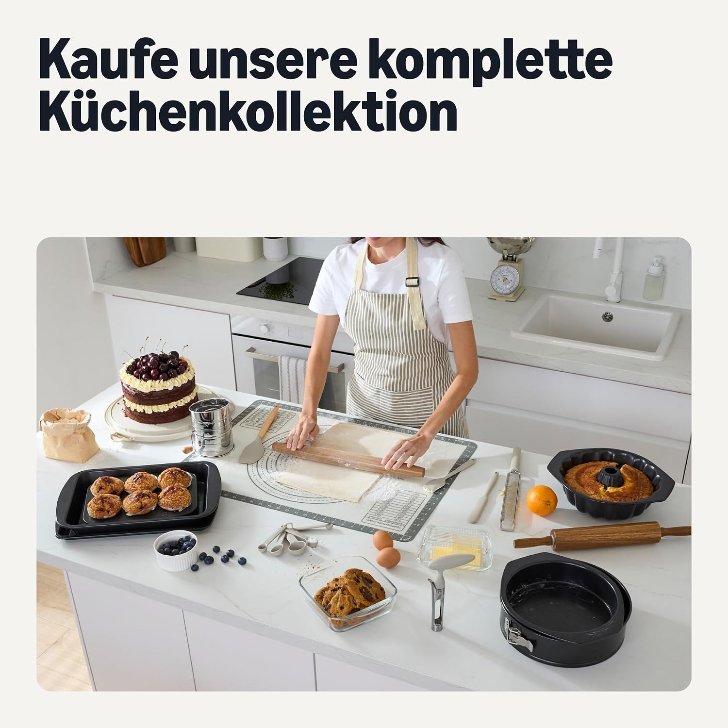 Detalle de Amazon Basics Französisches Nudelholz aus Akazienholz, 43,2 cm – Antihaftbeschichtung