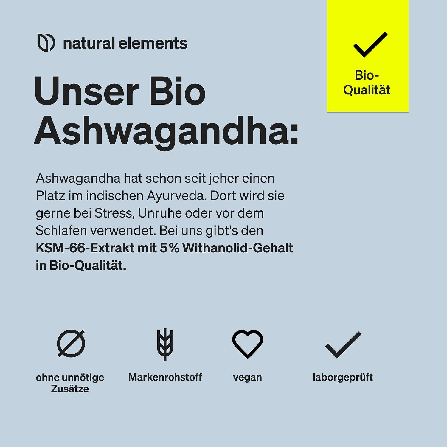 Thumbnail 2 de natural elements Bio-Ashwagandha KSM-66 180 Kapseln