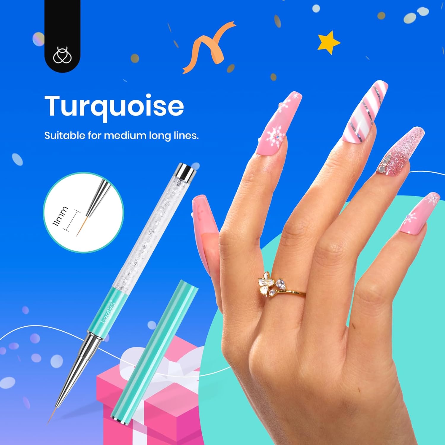 Thumbnail 4 de beetles Gel Polish Beetles Nagel Art Liner Pinsel Set (5-teilig) – Nagel-Designpinsel für Gel-Lack, feine Linien & Muster