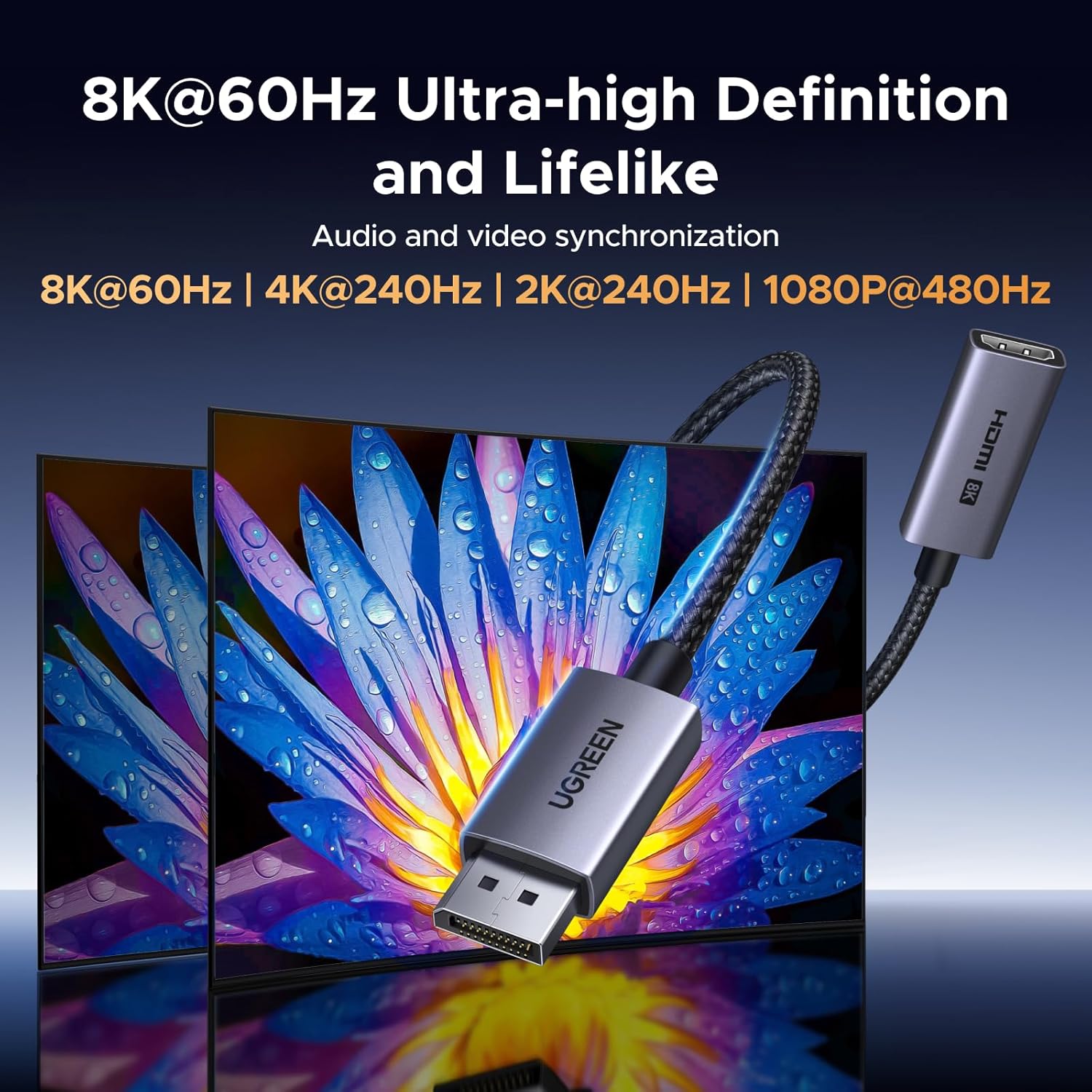 Detalle 2 de UGREEN 8K@60Hz DisplayPort to HDMI Adapter