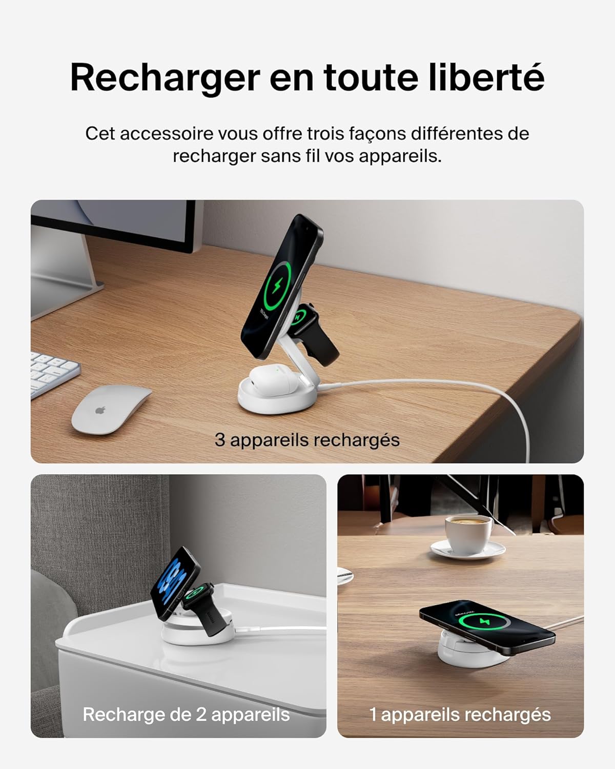 Thumbnail 4 de Belkin BoostCharge Station 3-en-1 Qi2 MagSafe 15 W