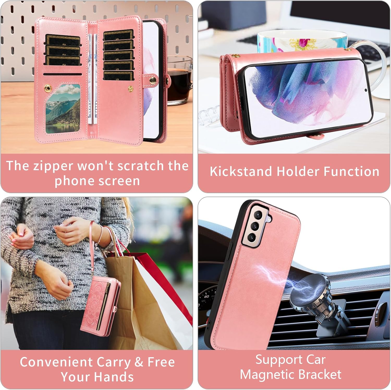 Thumbnail 5 de Asuwish Wallet Case for Samsung Galaxy S21 Plus 5G — Detachable Crossbody & Screen Protector