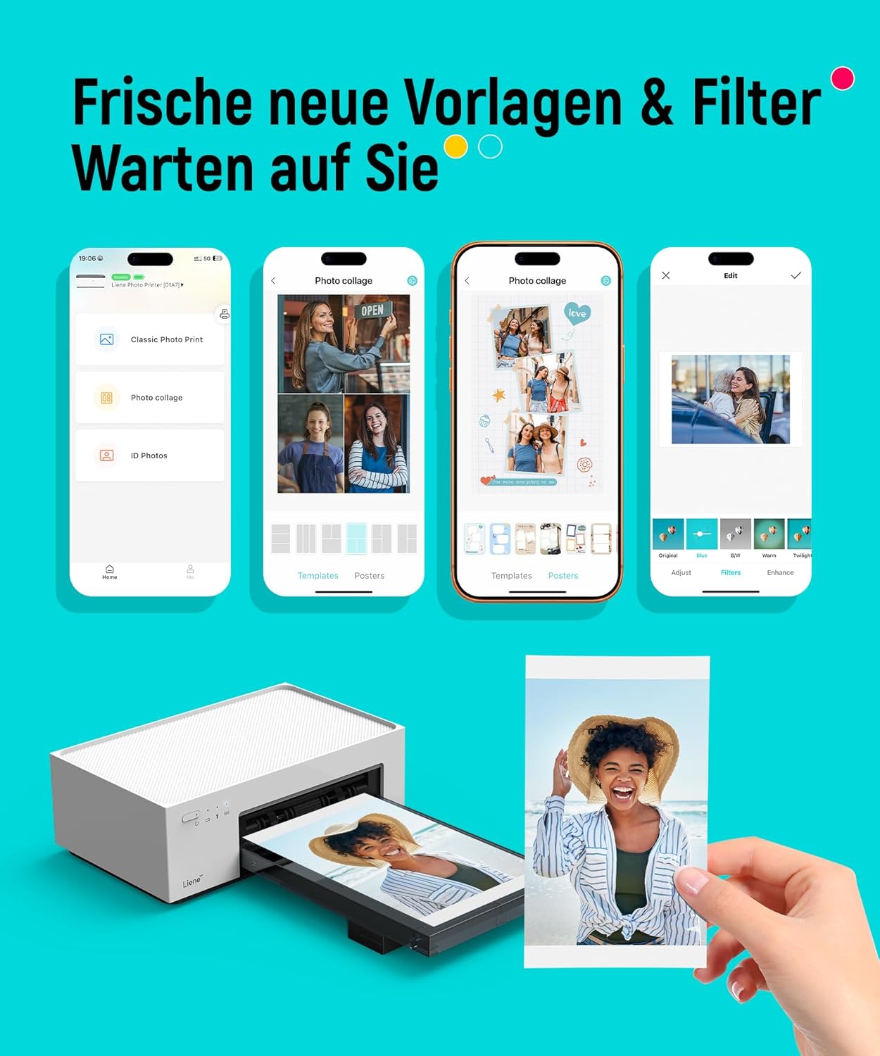 Thumbnail 3 de Liene Amber M200 Smartphone-Fotodrucker (10×15 cm) mit wiederaufladbarem Akku, WiFi & Farbsublimation