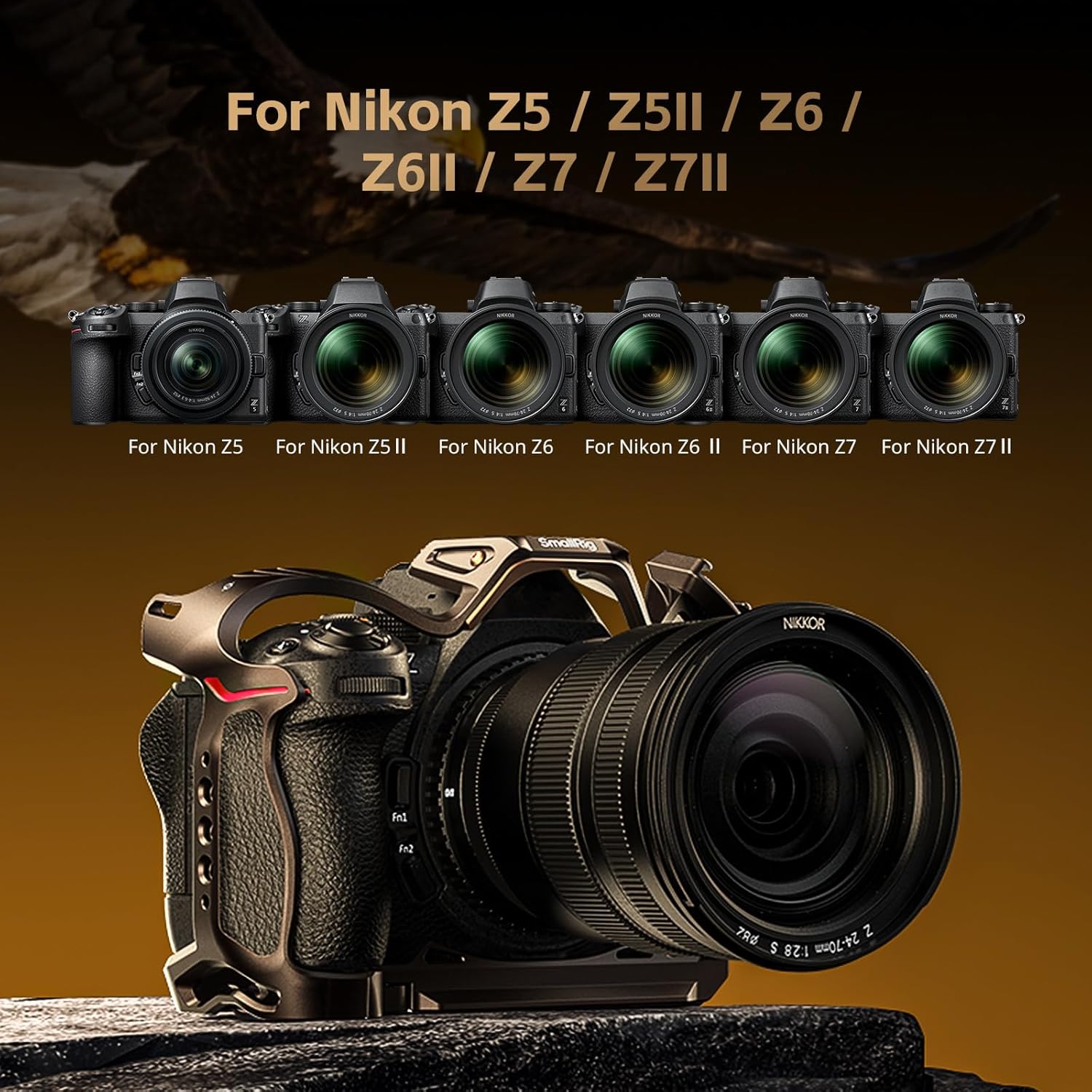 Thumbnail 1 de SmallRig Night Eagle Cage for Nikon Z5/Z6/Z7 Series (5258) – Aluminium Full Cage with Cold Shoe, NATO Rail and Arca Plate