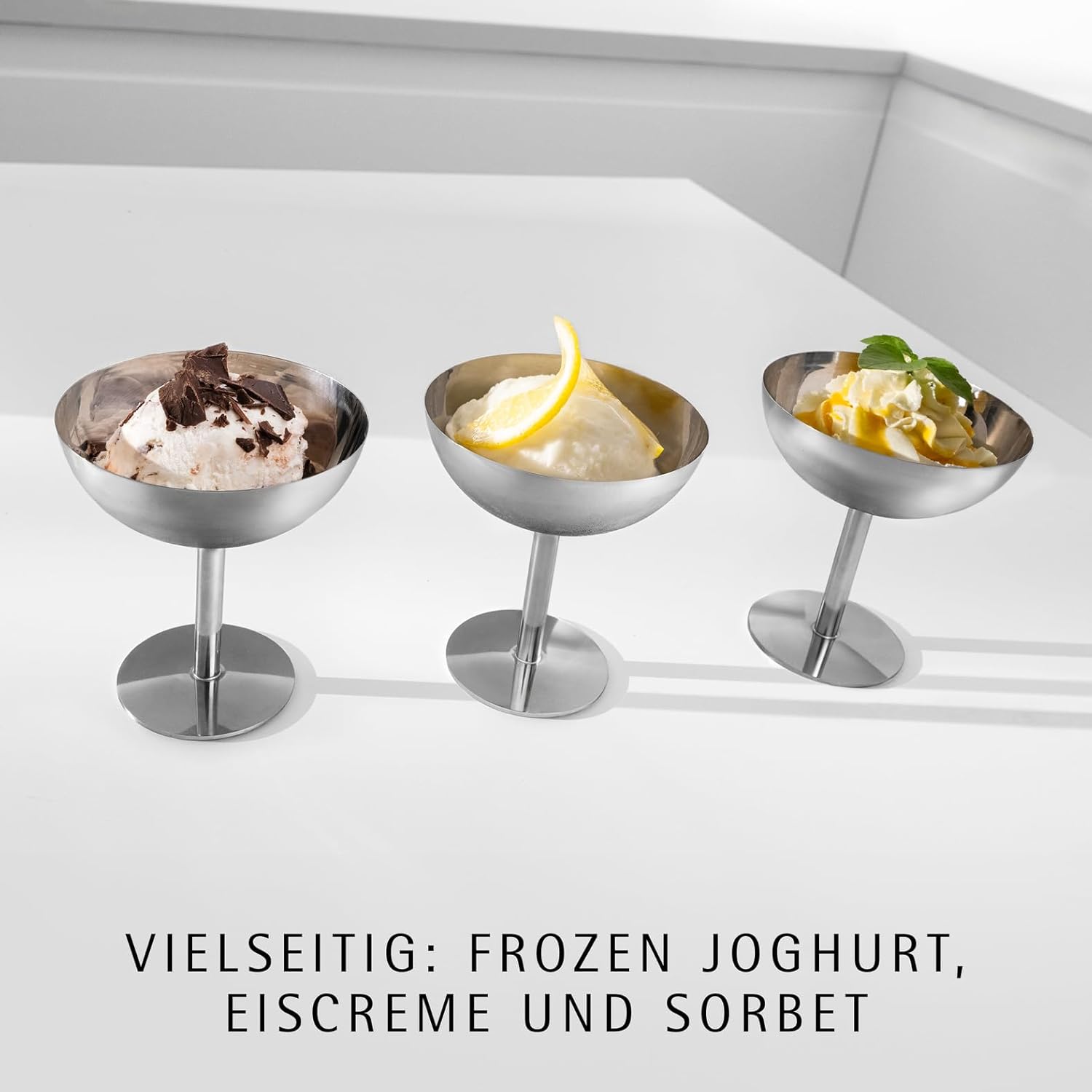 Detalle de WMF Küchenminis 3in1 Eismaschine für Frozen Joghurt, Sorbet und Eiscreme mit 300-ml-Gefrierbehälter