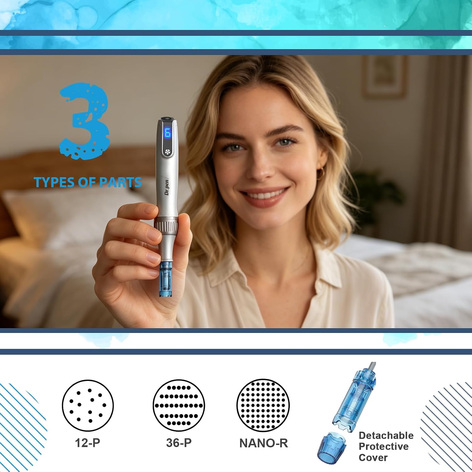 Detalle de Dr Pen M8S Microneedle Roller Pen for Home Use - 0.24mm Derma Roller