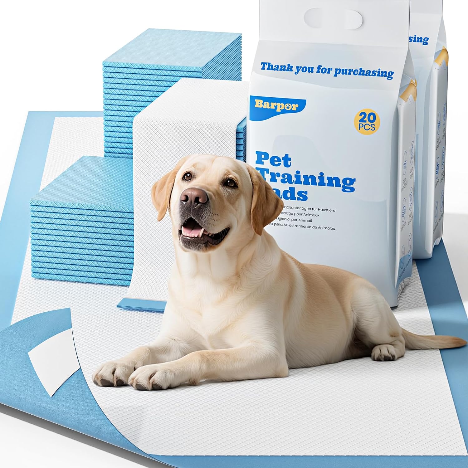 Barpor Alaise pour chien 60x90 cm – lot de 40 tapis éducateurs ultra-absorbants