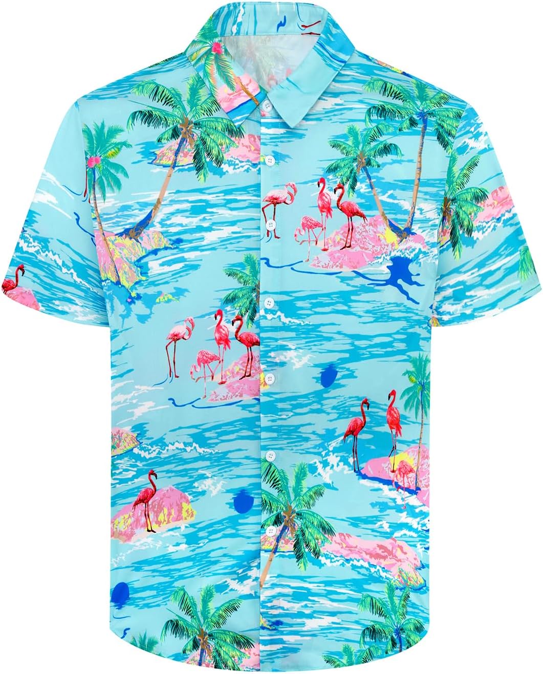 Detalle de XiaoMoSha Men's Hawaiian Shirt – Short Sleeve, Wrinkle-Free, Vibrant Floral Tee for Holidays