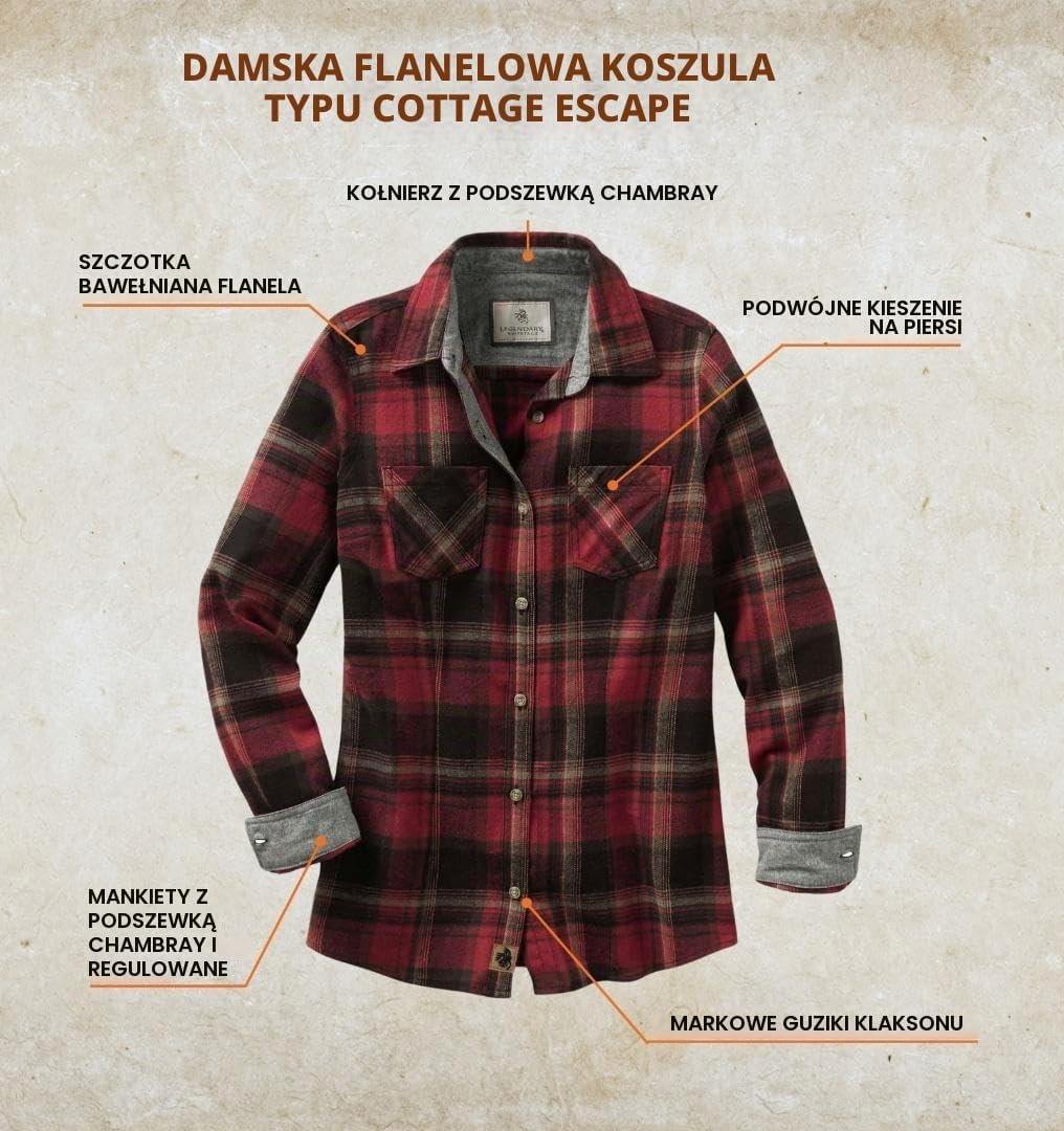 Detalle 2 de Legendary Whitetails Cottage Escape Flannel – damska koszula bawełniana z długim rękawem