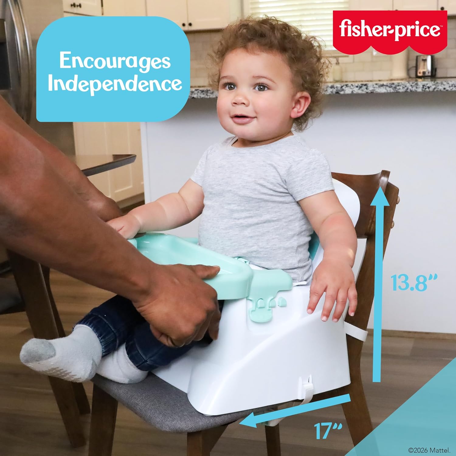 Detalle de Fisher-Price Feeding Booster Seat for Toddlers with Adjustable Tray, Foldable Design