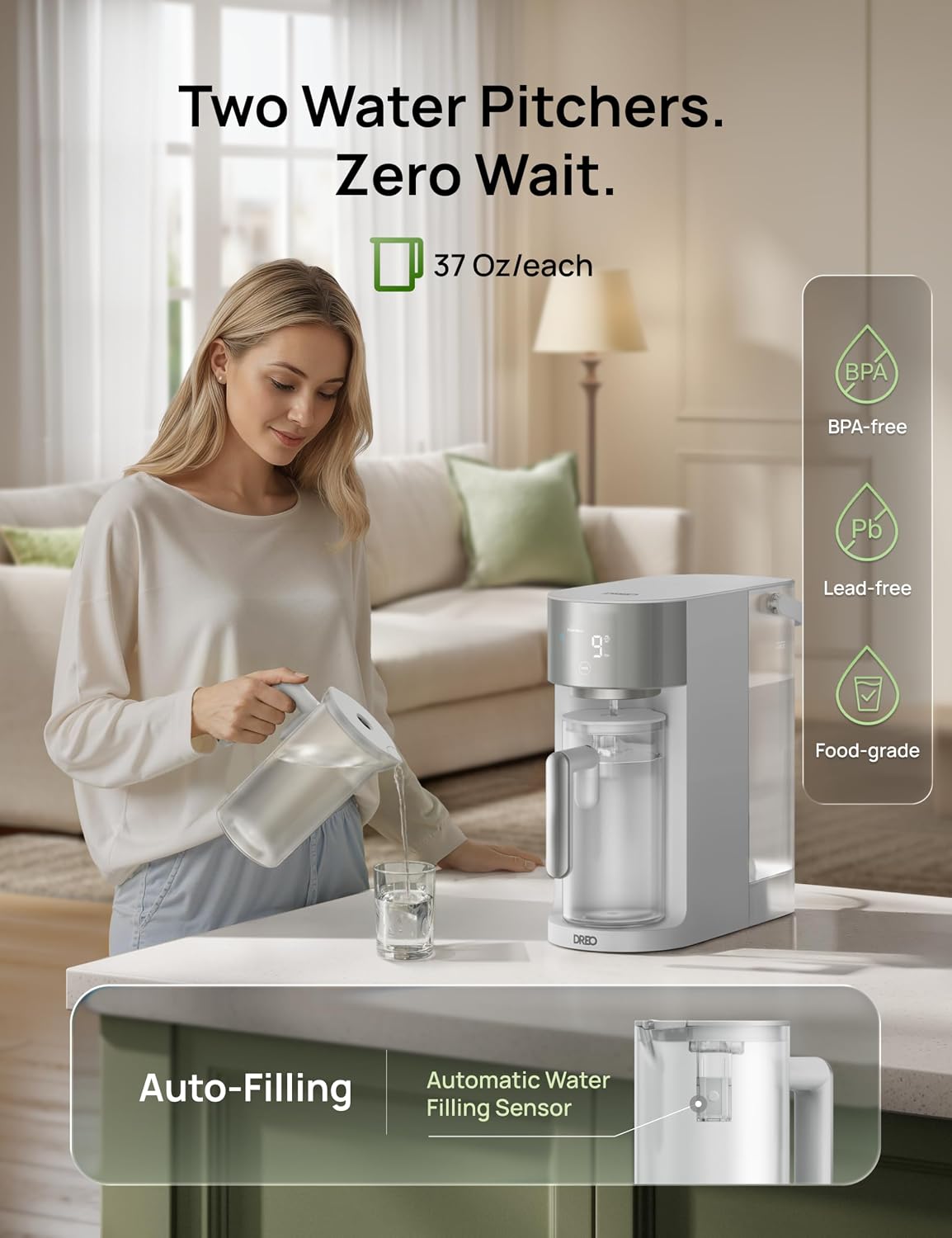 Detalle 1 de DREO RO Water Filter 113 DR-KWF003 Gray Countertop System, 5L