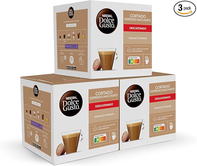 Detalle de NESCAFÉ Dolce Gusto Cortado Descafeinado ☕ 48 cápsulas (3x16)