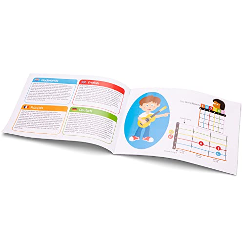 Detalle 2 de New Classic Toys Guitare débutants avec livre clef, 349, bleu avec fleurs 🎸