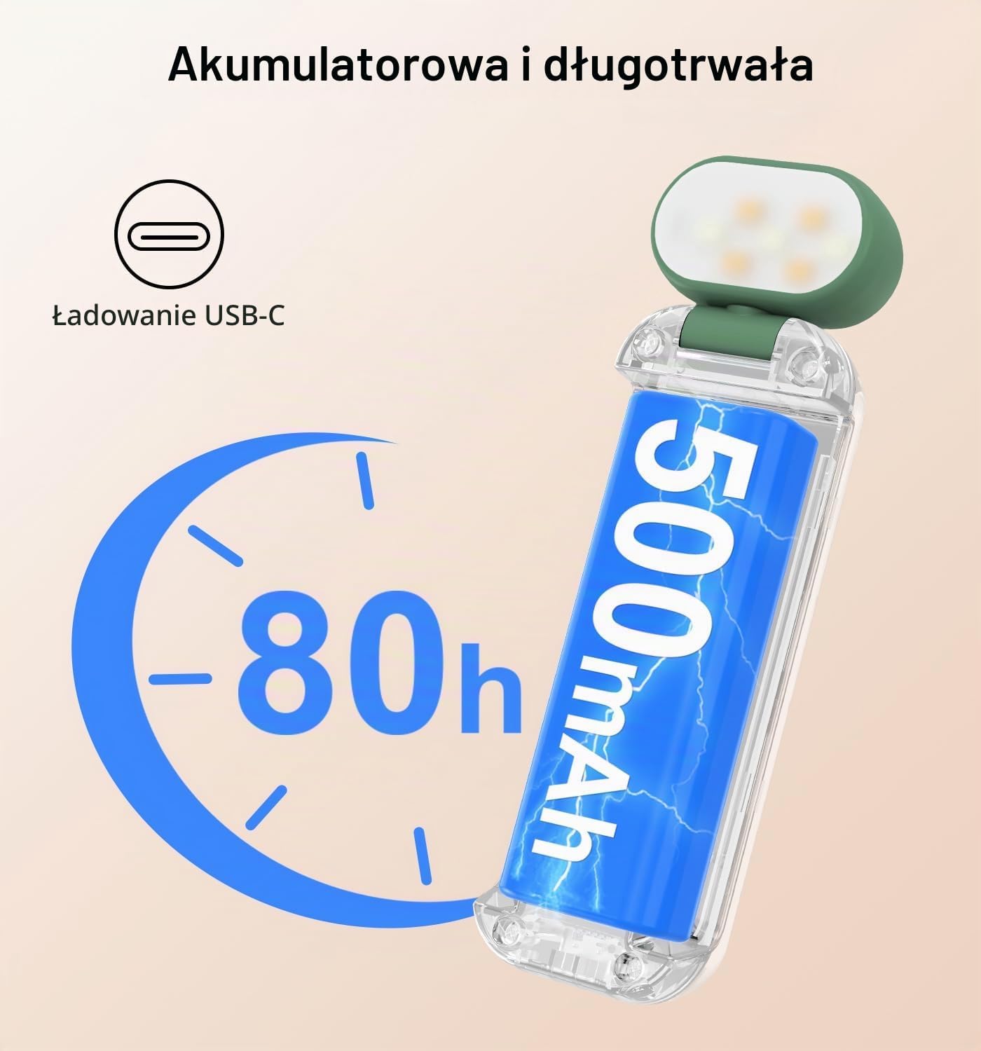 Detalle 2 de Gritin G1313 lampka do czytania z klipsem, 7 LED i 3 barwy światła