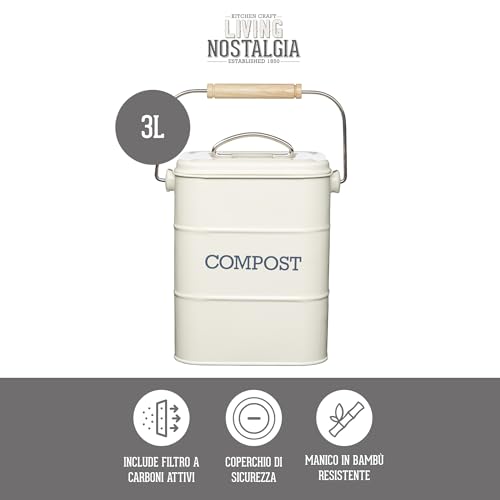 Thumbnail 1 de KitchenCraft Living Nostalgia Compostiera da Cucina in Metallo, 3 L, crema antico