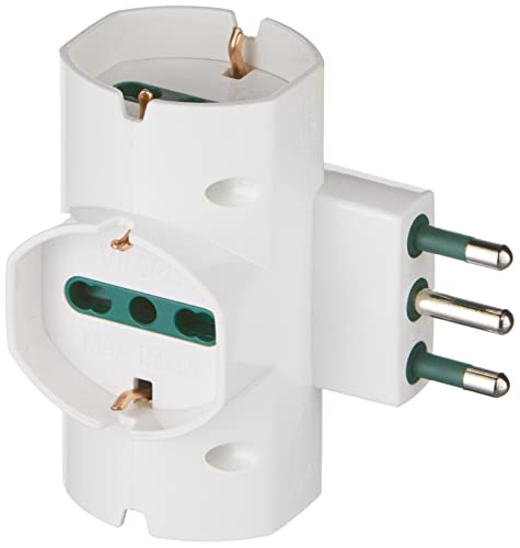 Detalle de Vimar RI.00315.B Adattatore multiplo sfalsato verticale con spina 16 A e prese universali