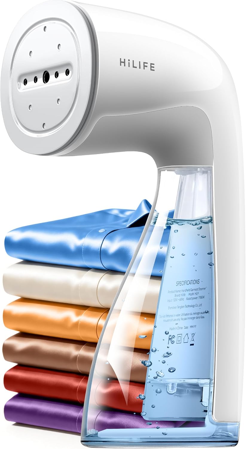 Detalle de HiLIFE Upgraded 1100W Handheld Clothes Steamer (300ml, 120V) — Portable Wrinkle Remover for Travel