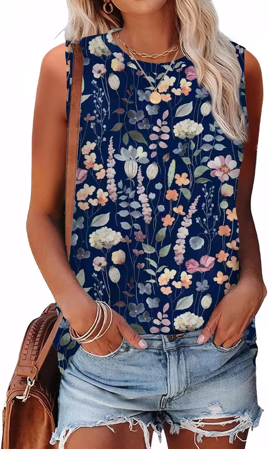 Thumbnail 1 de Sampeel Eyelet Tank Tops for Women — Loose, Casual Summer Sleeveless Shirts (Crew Neck, 2026 Trend)