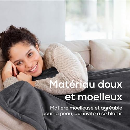 Detalle de Beurer HD 75 Cozy – Couverture chauffante effet fourrure, 6 niveaux, gris foncé