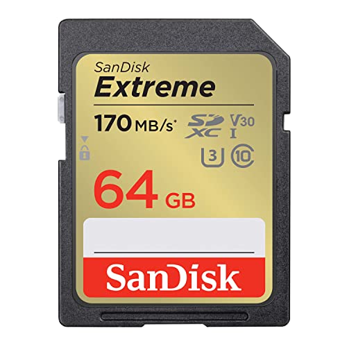 Detalle de SanDisk Extreme SDXC UHS-I 64 GB – Zuverlässige 4K-UHD-Aufnahmen mit 170 MB/s
