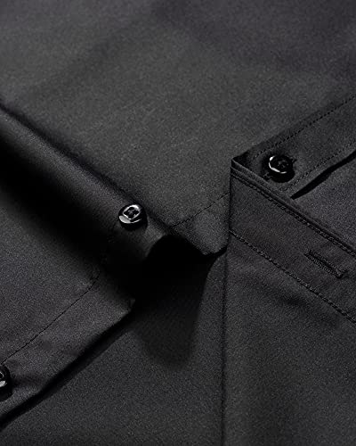 Detalle de J.VER Black Long Sleeve Stretch Dress Shirt for Men – Non-Iron, Regular Fit