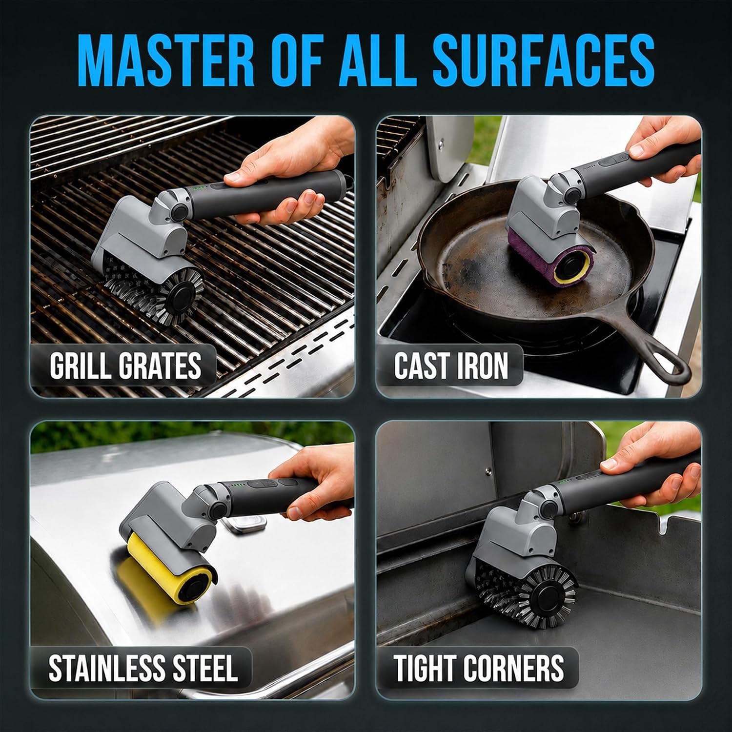 Detalle de 2026 Upgraded Electric Grill Brush Cordless – 3-in-1 Rotary BBQ Cleaner