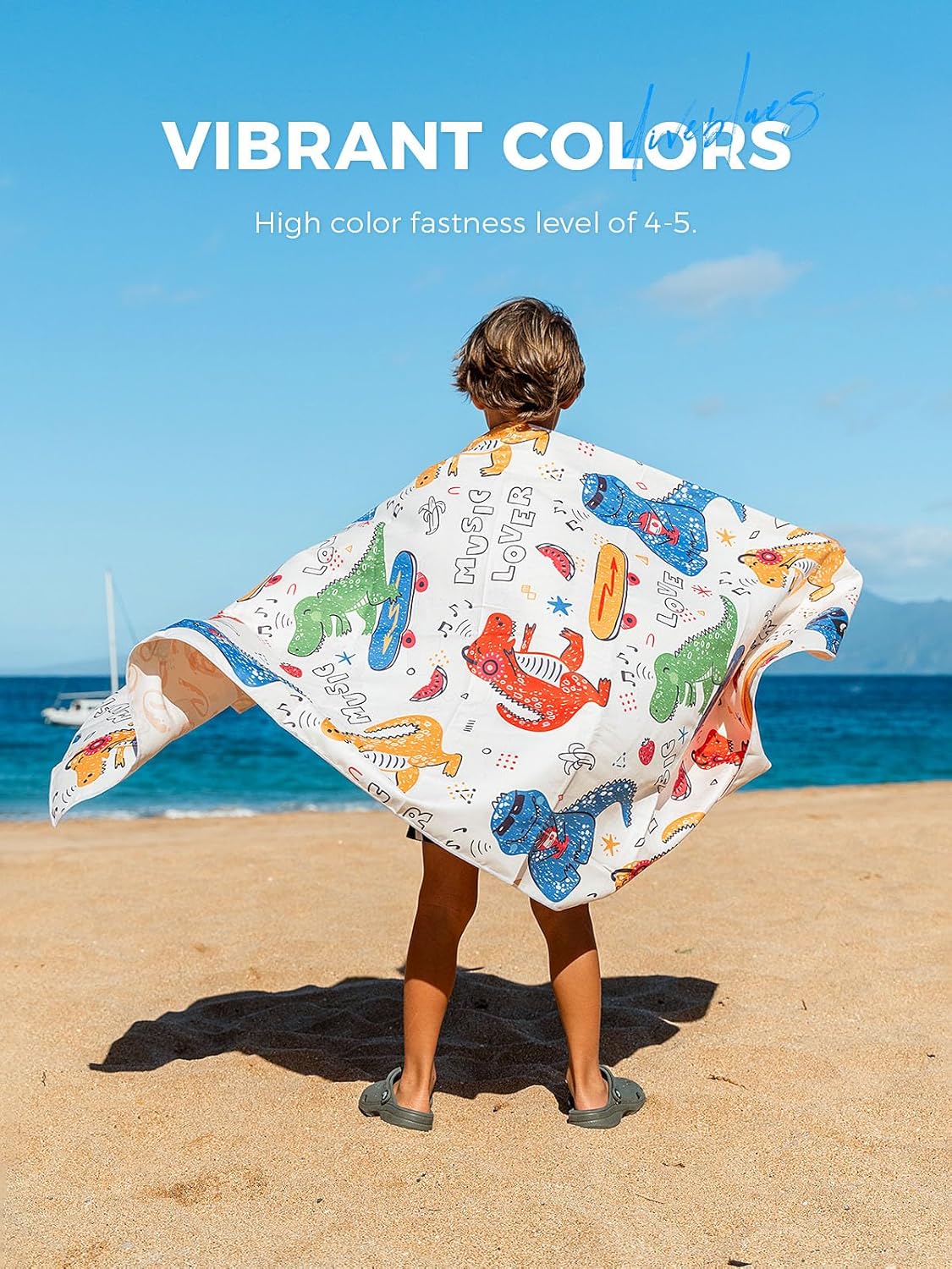Detalle 1 de Diveblues Kids Microfibre Beach Towel (152x76cm) – quick-dry, sand-free, compact