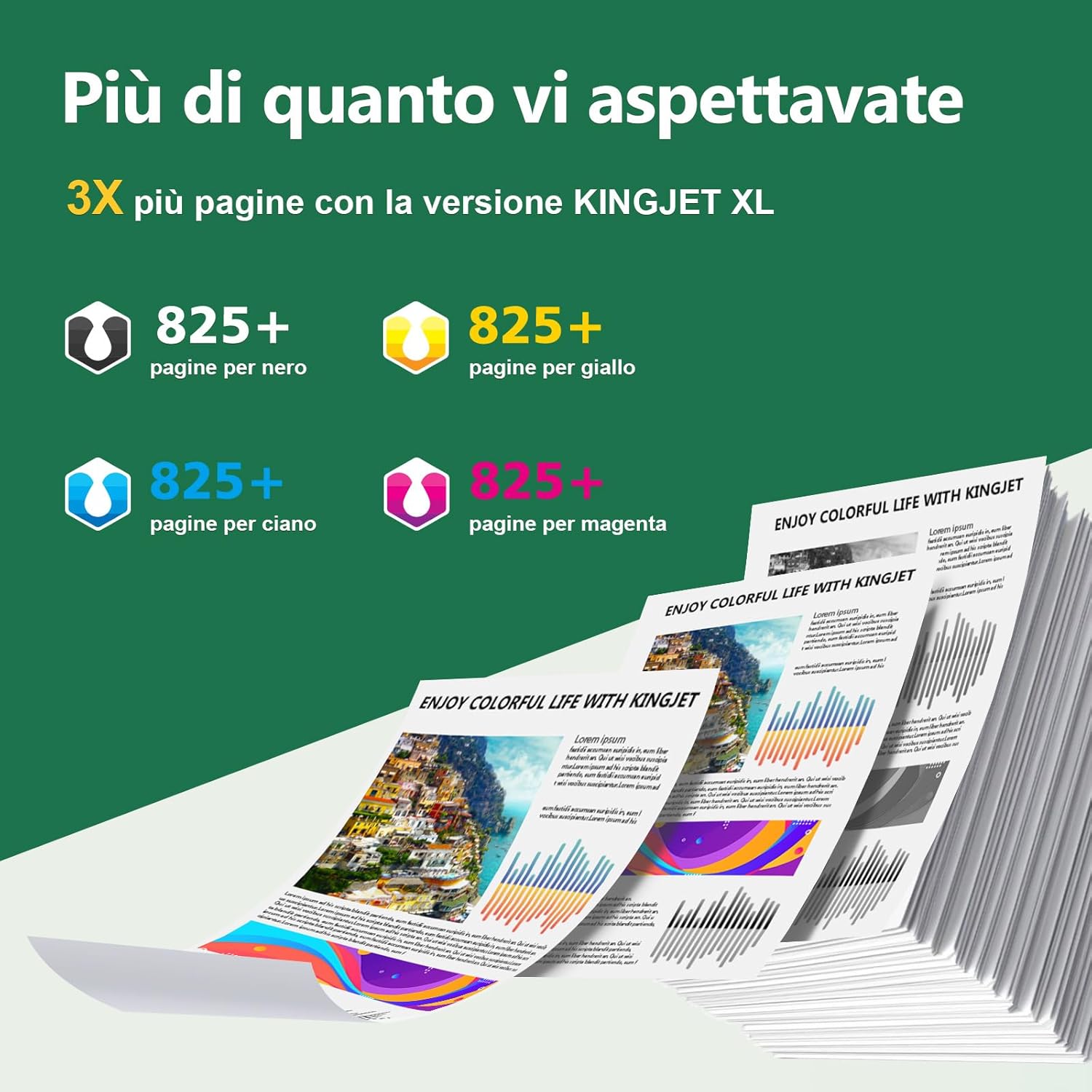 Detalle de KINGJET 912XL Cartucce d'inchiostro compatibili (4 pezzi) per HP OfficeJet Pro 8020/8022/8024 e modelli 8010/8012/8014 – Nero+Ciano+Magenta+Giallo