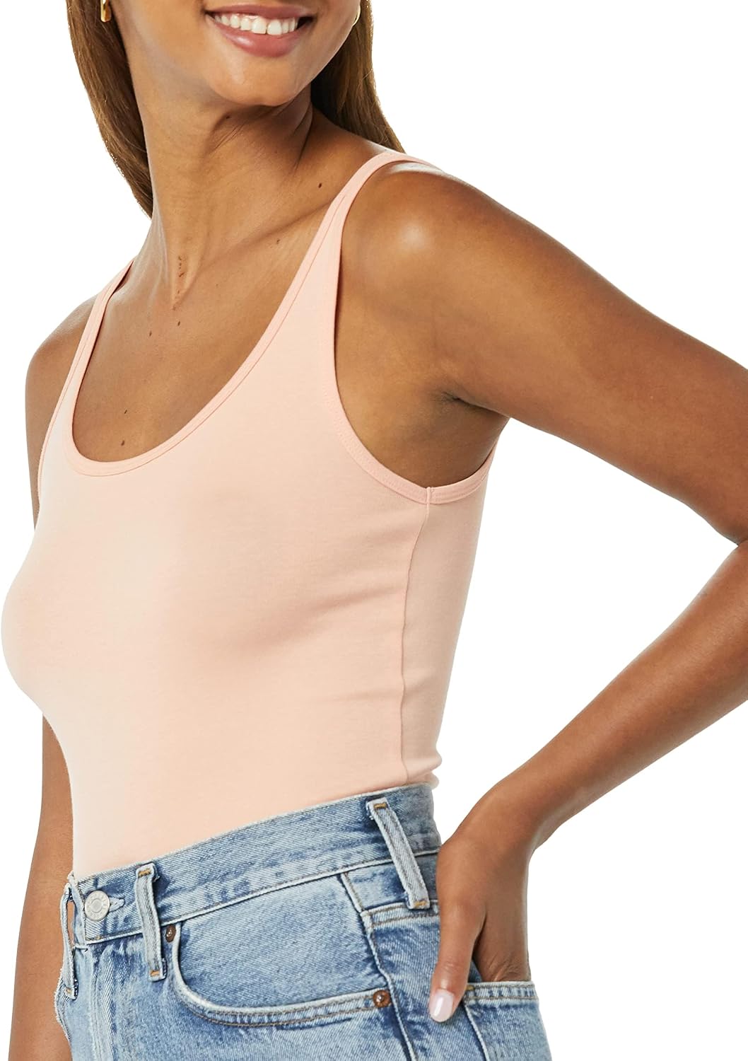 Detalle de Amazon Essentials Damen Basic Tank Top mit dünnen Trägern aus Baumwolle-Modal