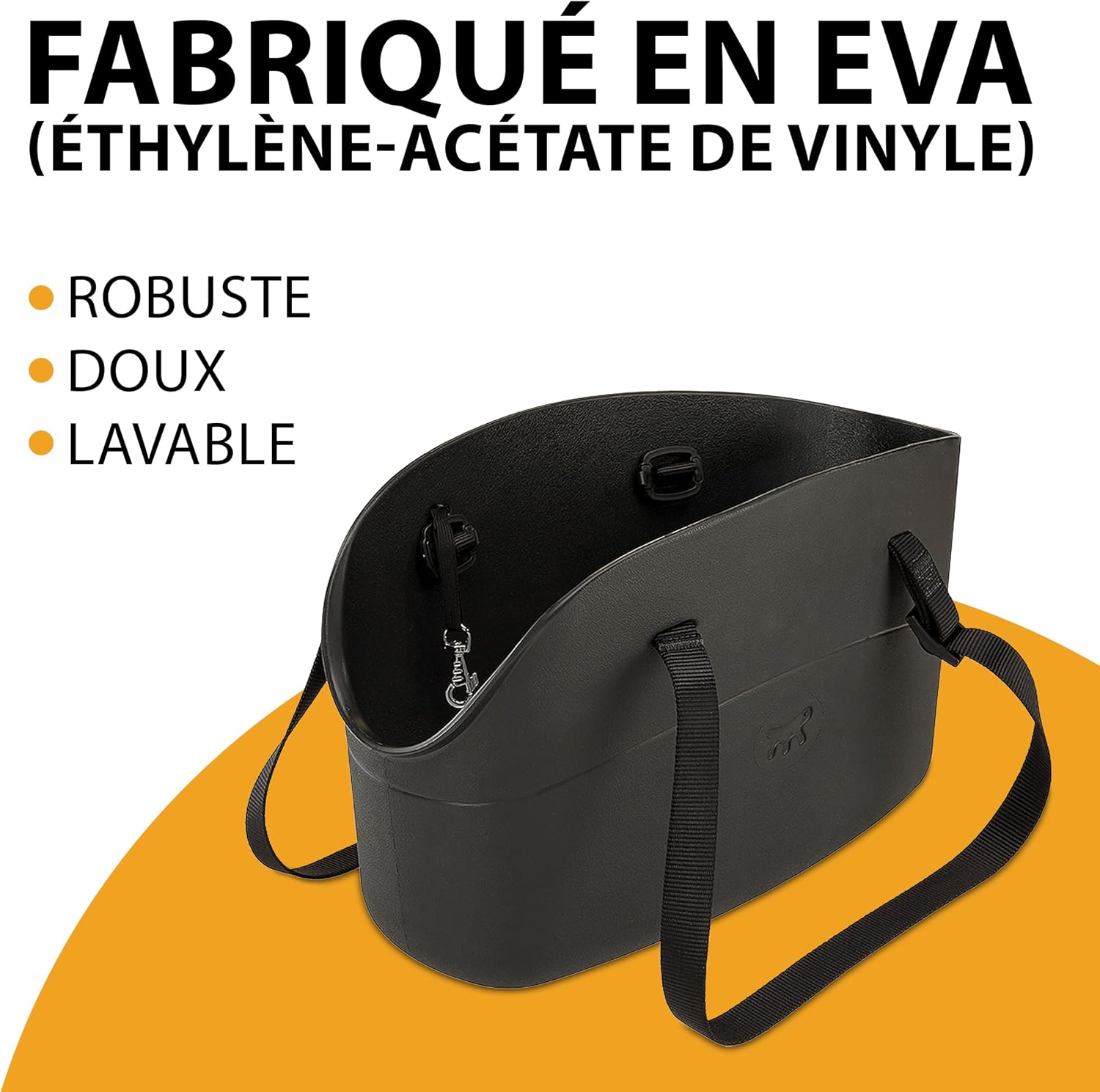 Detalle de Ferplast sac de transport pour chien/chat jusqu’à 5 kg en plastique caoutchouté imperméable et lavable (35 x 14 x 22 cm) – Noir