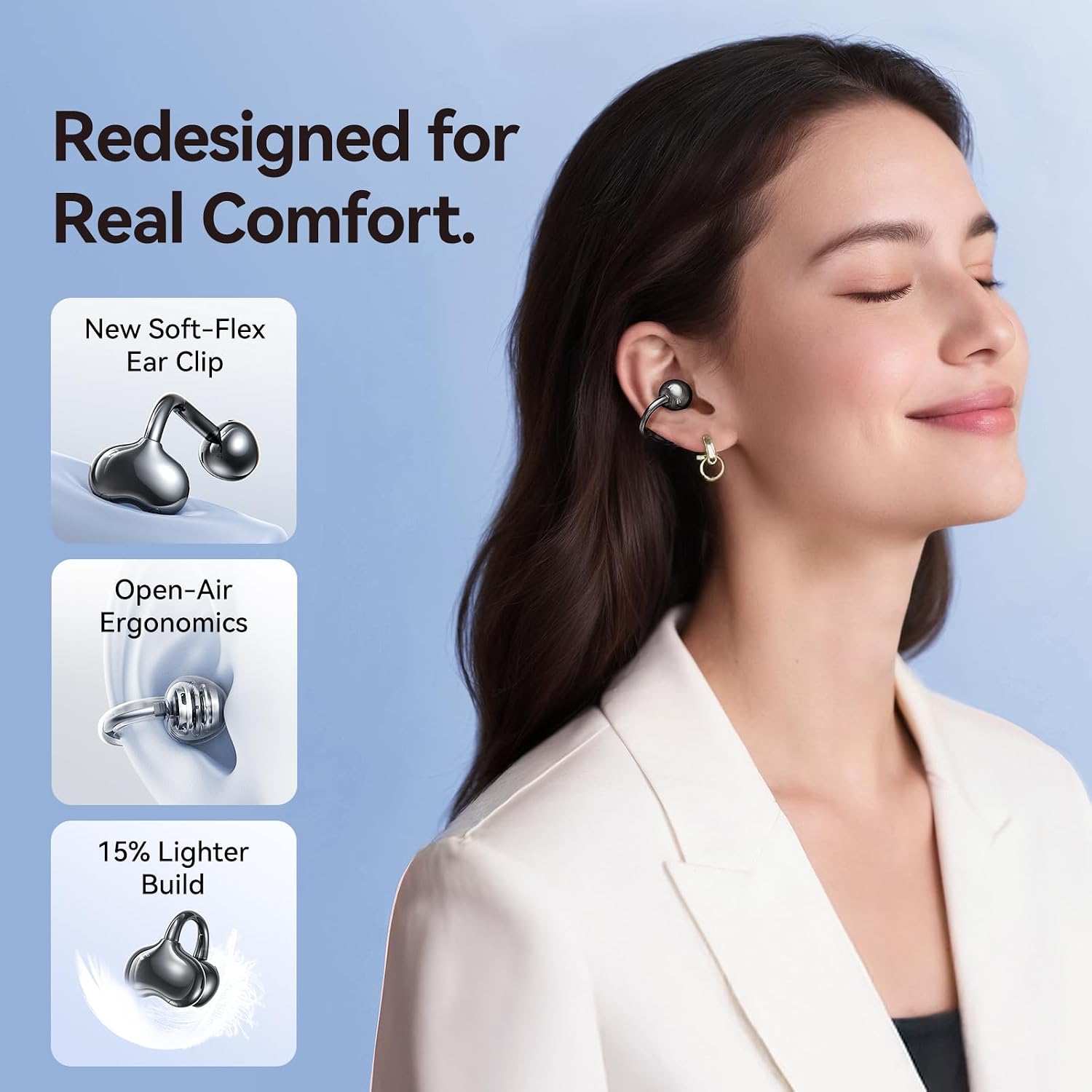 Thumbnail 2 de Kinglucky A8 Clip-On Open-Ear Earbuds with Bluetooth 6.0 and 40-Hour Case Playtime