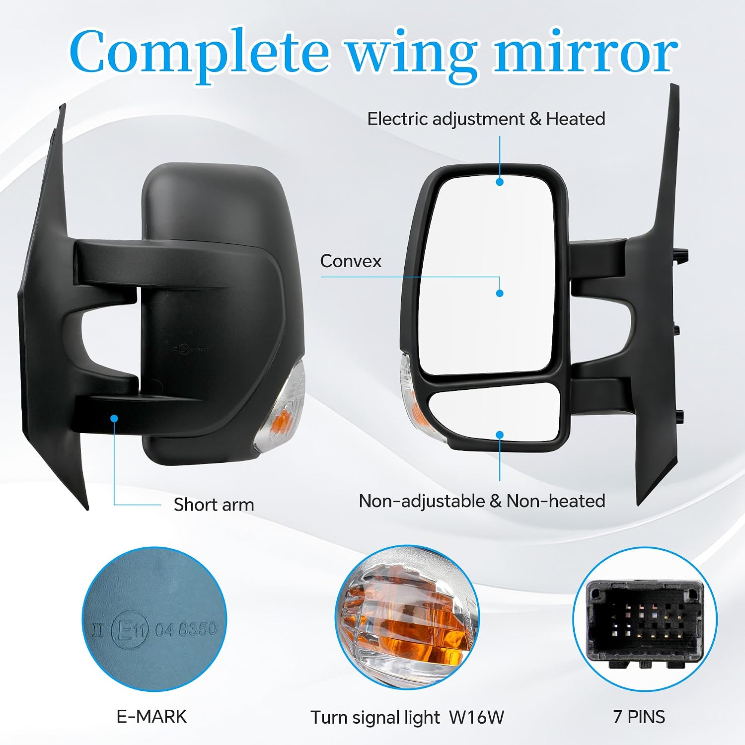 Detalle de Convitex Heated Passenger Left Side Door Wing Mirror with Signal Light for Renault Master III / Vauxhall Movano B