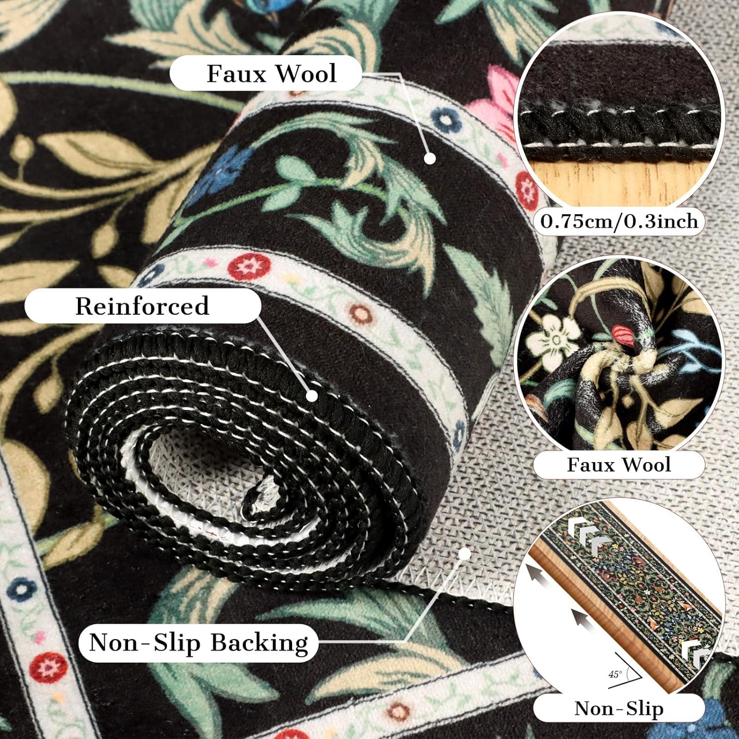 Detalle de TUKDAK Rugs for Living Room Non Slip 120x180cm – Soft Faux Cashmere, Machine Washable