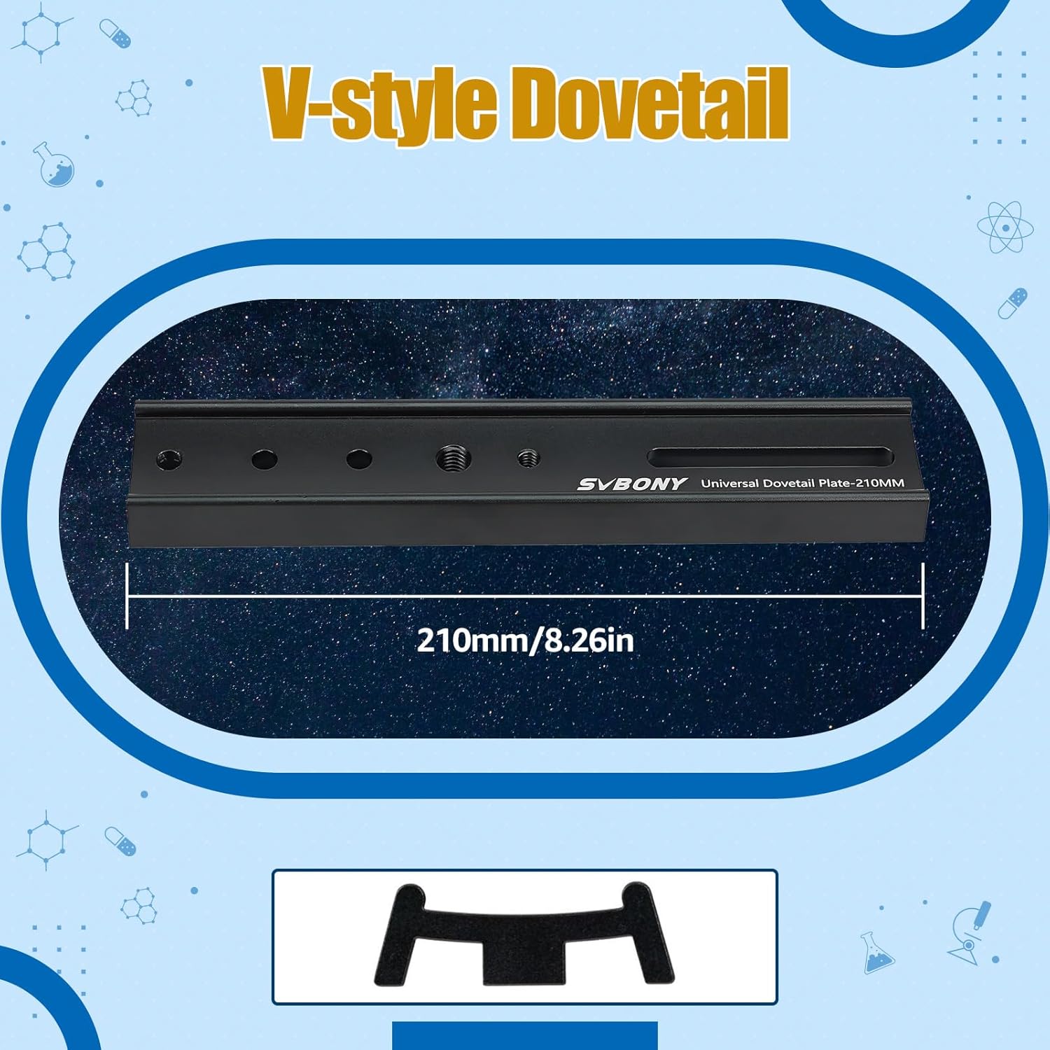 Thumbnail 1 de Plaque de montage en queue d’aronde Svbony 8.26" (210 mm) pour télescope 210 mm et montage équatorial