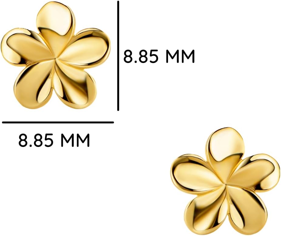 Detalle de 14 Carats 585 Boucles d'Oreilles Petit Fleur – Clous d'Oreilles en Or Jaune