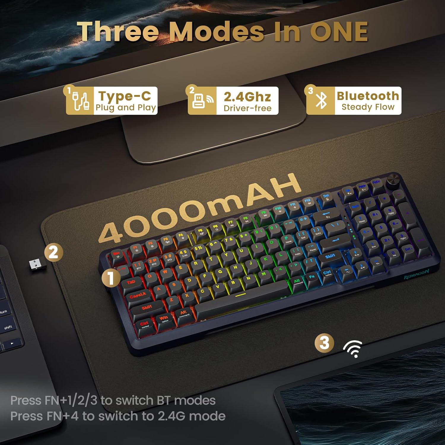 Thumbnail 4 de Redragon Wireless Mechanical Keyboard 98-Key ⌨