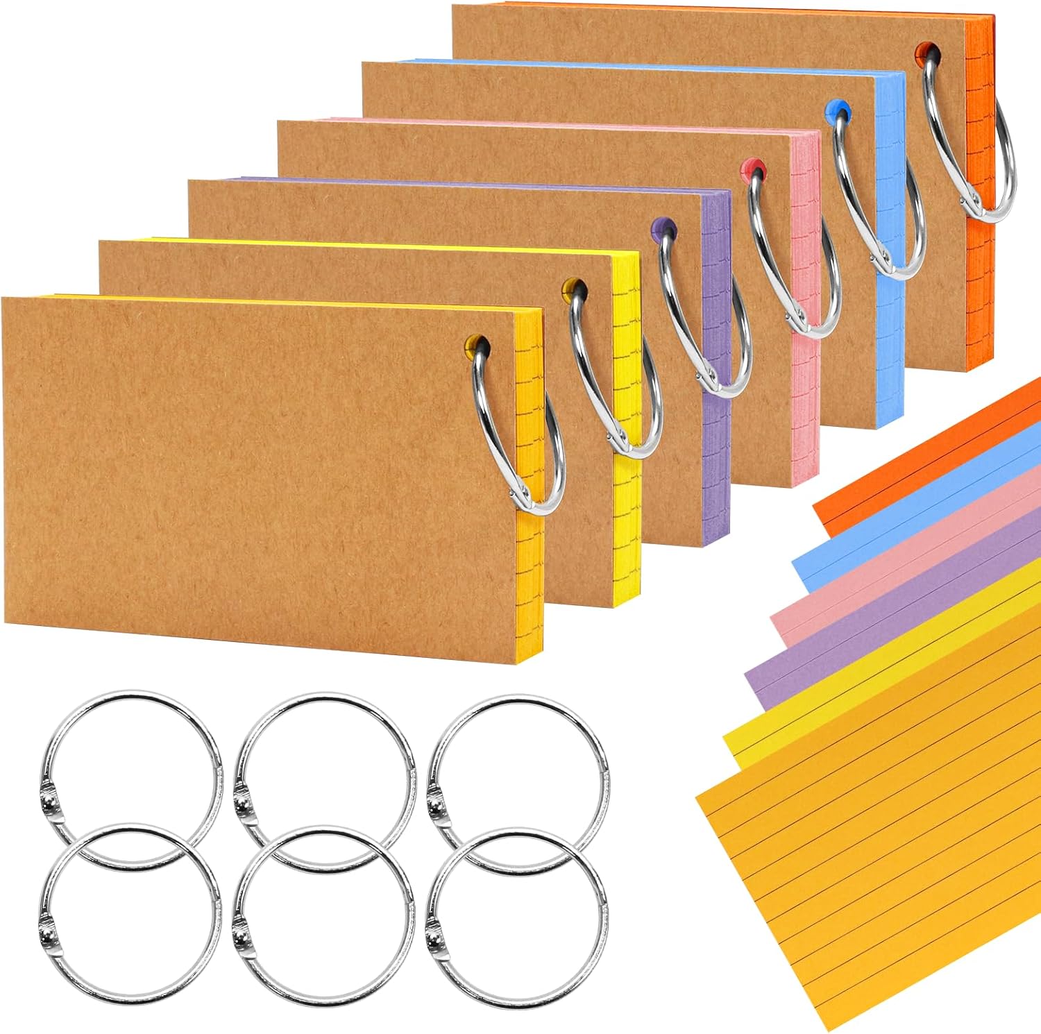 Detalle de Newthinking Revision Flash Cards 5x3 inches (600 pcs) with 6 metal binder rings