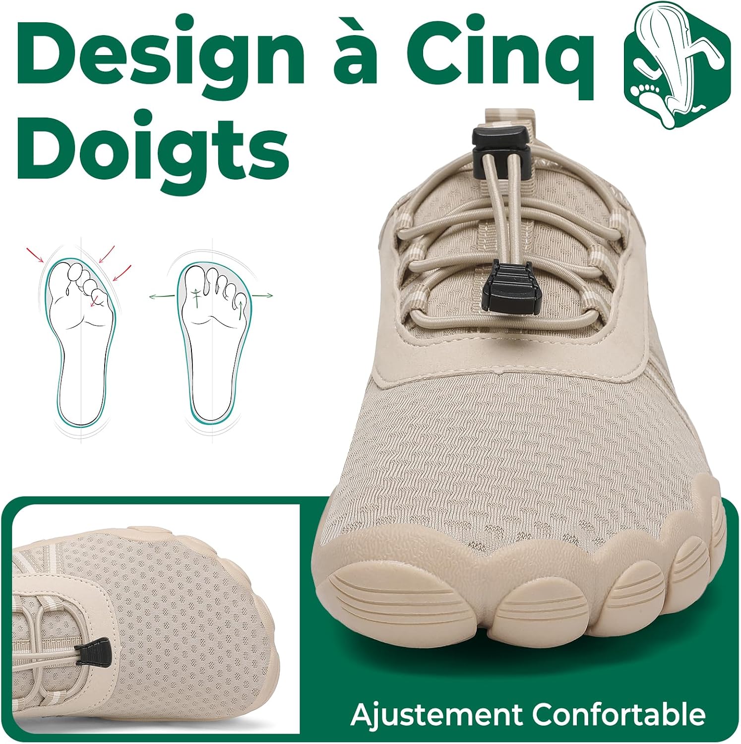 Detalle de SAGUARO Chaussures Aquatiques Femmes/Hommes – Séchage rapide et design barefoot GR.36-48