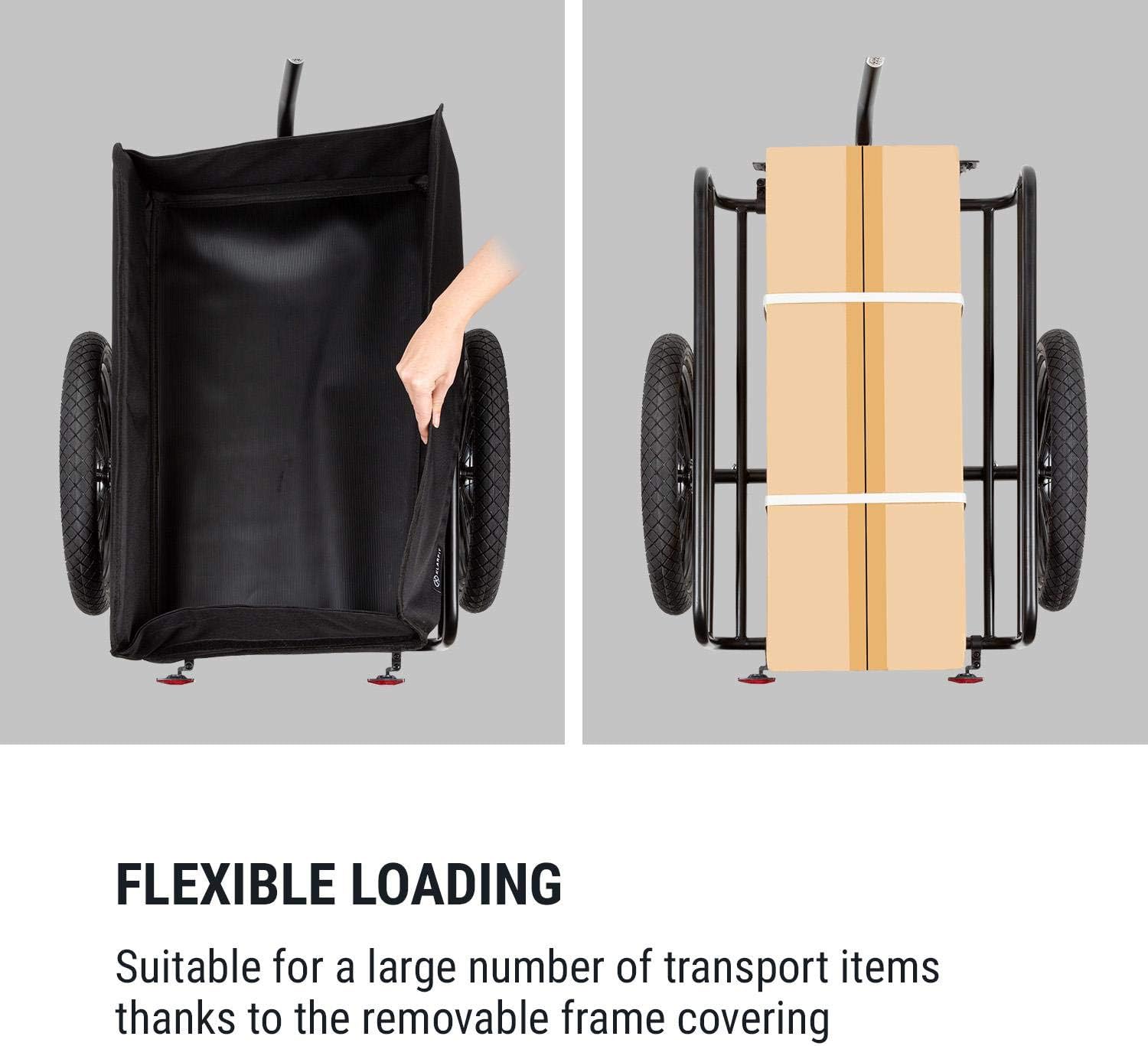 Detalle de Klarfit Companion – przyczepka rowerowa i wózek ręczny, 40 kg, 50 l, czarna