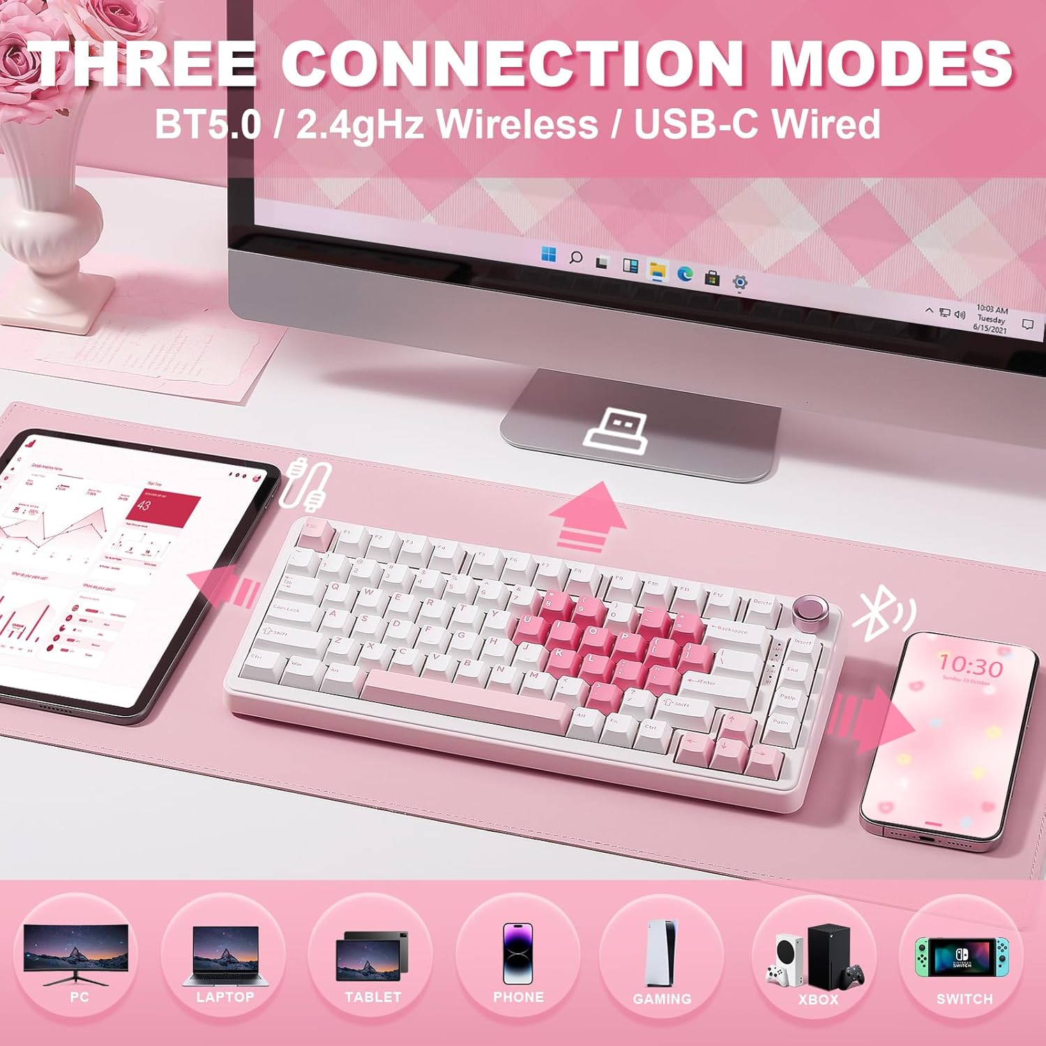 Thumbnail 2 de YUNZII B75 PRO: Tastiera Meccanica Senza Fili 75% con Hot Swap, Gasket Mount e Rotella di Controllo